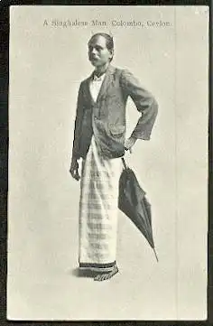 Ein synghalesischer Mann. Colombo. Ceylon.
