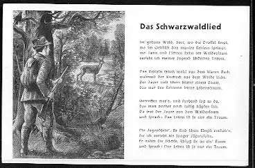 Volksliedkarte: &quot;Das Schwarzwaldlied&quot;.