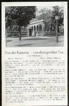 Vor der Kaserne vor dem grossen Tor (Lili Marleen).