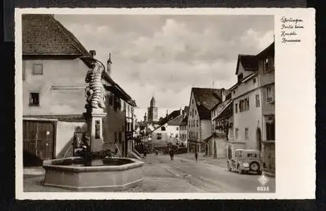 Überlingen Bodensee. Parti beim Brunnen.