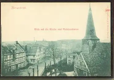 Bergedorf. Blick auf die Kirche und Holstenstrasse.