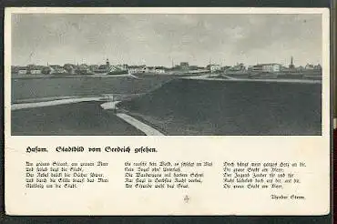 Husum. Stadtbild vom Seedeich gesehen (mit Gedicht).