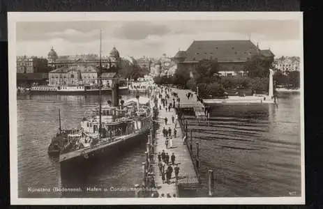 Konstanz am Bodensee. Hafen und Konziliumsgebäude.