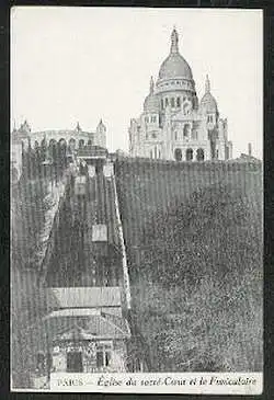 Paris. Elglise du sacre. Cceurt et le Funiculaire.