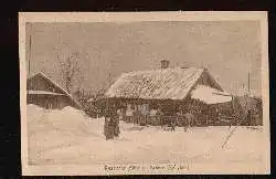 Kobylnik. Russische Hütte im Schnee (Kobylink).