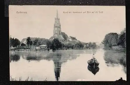 Rathenow. Havel mit Havelkanal mit Blick auf die Stadt