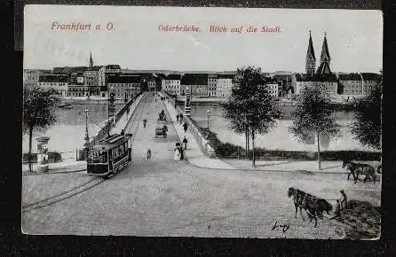 Frankfurt/Oder. Oderbrücke. Blick auf die Stadt