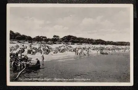 Ostseebad Göhren a. Rügen. Badestrand vom Bootssteg aus