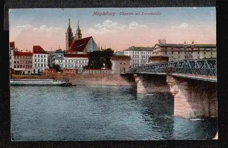 Magdeburg. Elbpartie mit Strombrücke