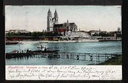 Magdeburg. Elbansicht mit Dom