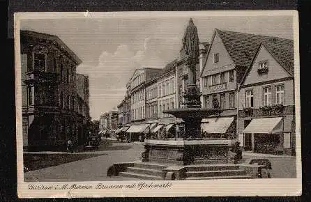 Güstrow i. Mecklbg. Borwin Brunnen mit Pferdemarkt