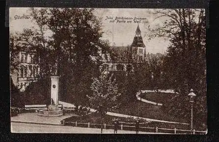 Güstrow i. Mecklbg. John Brinkmann Brunnen mit Partie am Wall