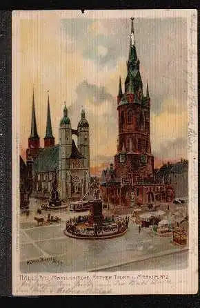 Halle a. S. Marienkirche. Rother turm u. Marktplatz