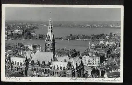 Hamburg. Rathaus. Binnen und Aussenalster