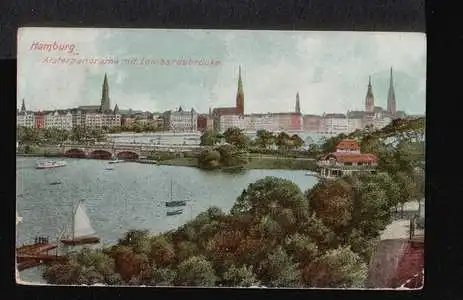 Hamburg. Alsterpanorama mit Lombardsbrücke