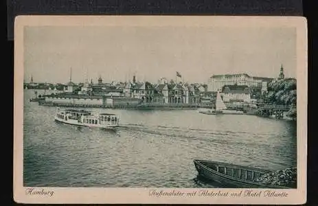 Hamburg. Außenalster mit Alsterlust und Hotel Atlantic