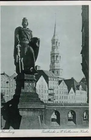 Hamburg. Trostbrücke und St. Catharinen Kirche