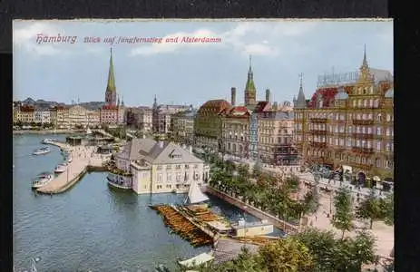 Hamburg. Blick auf Jungfernstieg und Alsterdamm