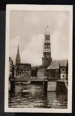 Hamburg. Fleet mit St. Nikolai und Catharinenkirche