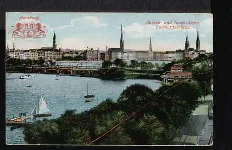 Hamburg. Lombardsbrücke. Aussen uns Innenalster