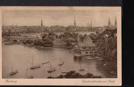 Hamburg. Lombardsbrücke mit Stadt