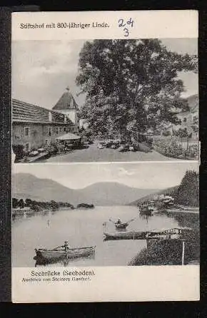 Stiftshof mit 800 jähriger Linde. Seebrücke