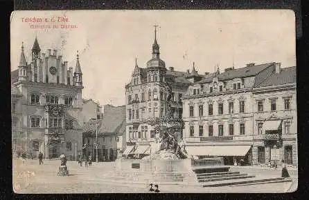 Tetschen a.d. Elbe. Marktplatz mit Brunnen