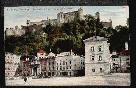 Salzburg.Festung Hohensalzburg m. Pferdeschwemme