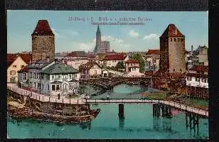 Strassburg in Elsass. Blick v. d. gedeckten Brücken.