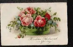 Blumen. Herzlichen Glückwunsch zum Geburtstage. Litho.