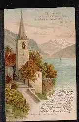 Schweiz. Mountrex. Kirche. LITHO.