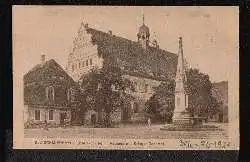 Bad Schmiedeberg. Bez. Halle. Rathaus mit Kriegerdenkmal.