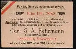 Hamburg. Carl G.A. Behrmann. Kontormaschinen.