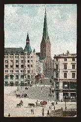 Hamburg. Bergstrasse mit St. Petrikirche