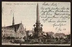 Leipzig. Mendebrunnen und Paulinerkirche