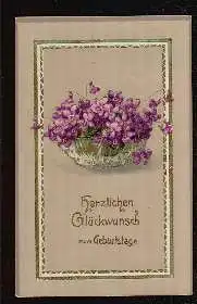 Herzlichen Glückwunsch zum Geburtstage. Litho und Prägedruck