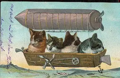 Zeppelin mit Katzen.