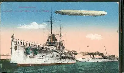 Luftschiff &quot;Hansa&quot; über SMS Kaiser.