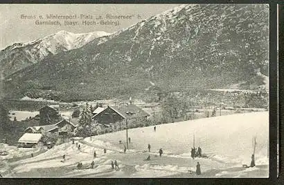 Garmisch. Gruss v. Wintersport Platz &quot;a. Rissersee&quot;.