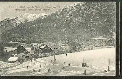 Garmisch. Gruss v. Wintersport Platz "a. Rissersee".