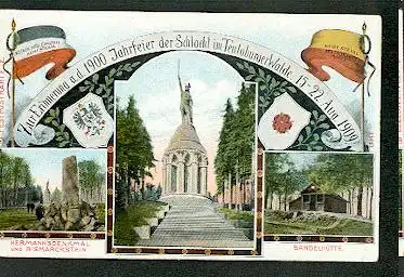 Zur Erinnerung a.d. 1900 Jahrfeier der Schlacht im Teutoburger Walde 1909. Festpostkarte Nr.2.