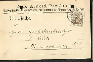 Breslau. Max Arnold Verbandstoffe. Werbekarte. Keine AK.