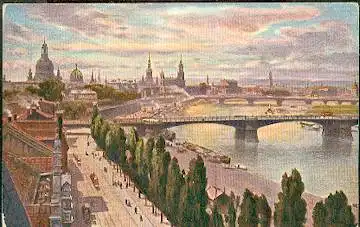 Dresden. Carolabrücke. Augustbrücke und Altstadt.