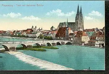 Regensburg. Total mit steinerner Brücke.
