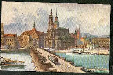 Dresden. Augustusbrücke mit Altstadt.