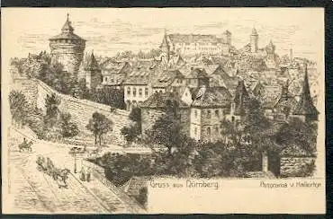 Nürnberg. Panorama von Hallertor.