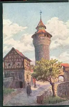 Nürnberg. Vestnerturm und Tiefer Brunnen.