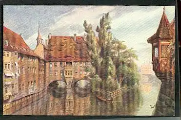 Nürnberg. Partie an der Museumsbrücke.