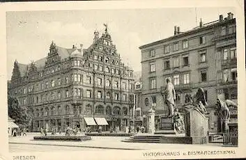 Dresden. Viktoriahaus u. Bismarckdenkmal.