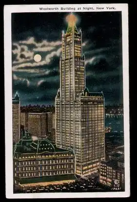 USA. New York. Woolworth Building at Night.